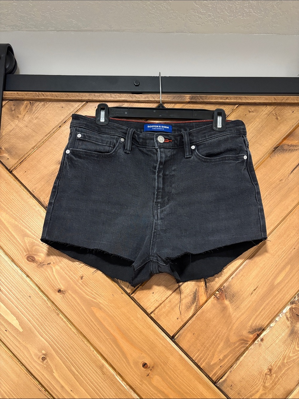 Scotch & Soda Faded Black High-Rise Denim Cutoff Shorts Size 10